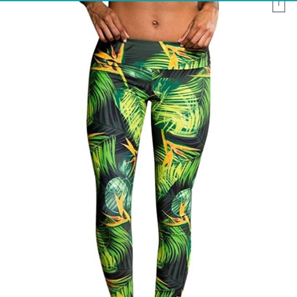 🌿Onzie Bird of Paradise cropped leggings, Sm🌿